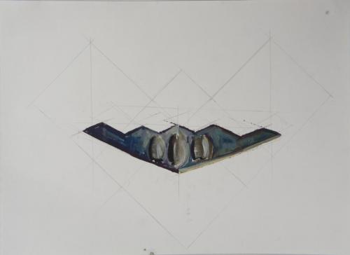 tarnkappenbomber 2015 - pencil  oil on paper 29 x 42 cm.17